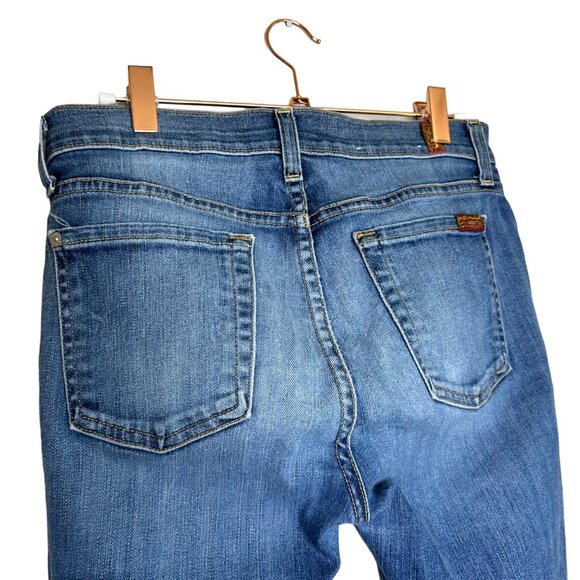 7 For All Mankind Raw Hem Ankle Skinny Jeans Size 27 Medium Wash Mid Rise - Picture 7 of 11